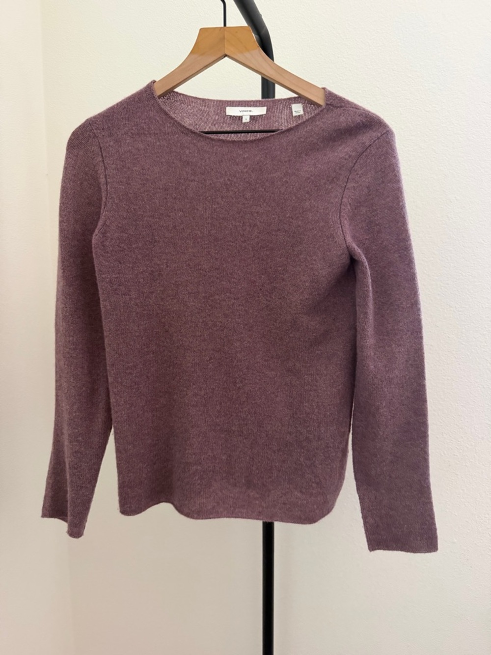 Vince 100% cashmere trimless sweater heathered purple sz small - Picture 3 of 6